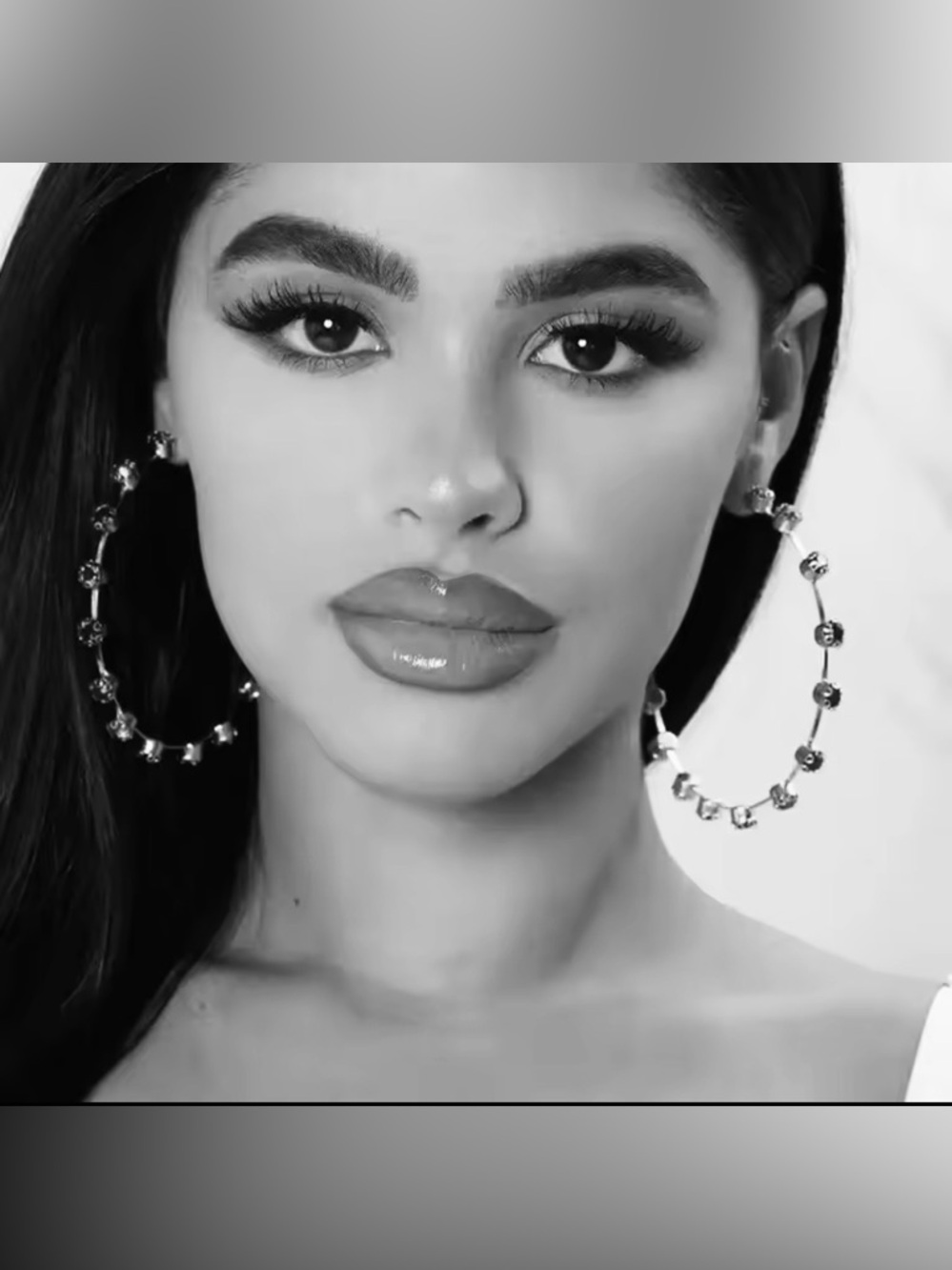 Oversized silver multicolored Rhinestone hip hop Hoop Earrings